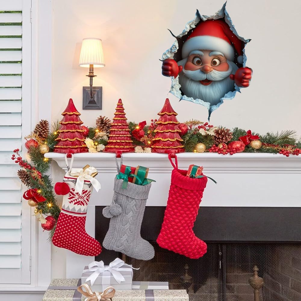 3 Pack 3D Santa Claus Christmas Wall Stickers