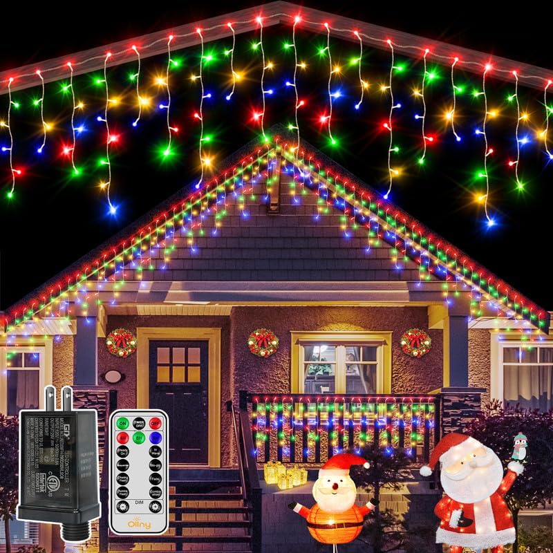 33 FT LED Christmas Icicle Lights with Remote