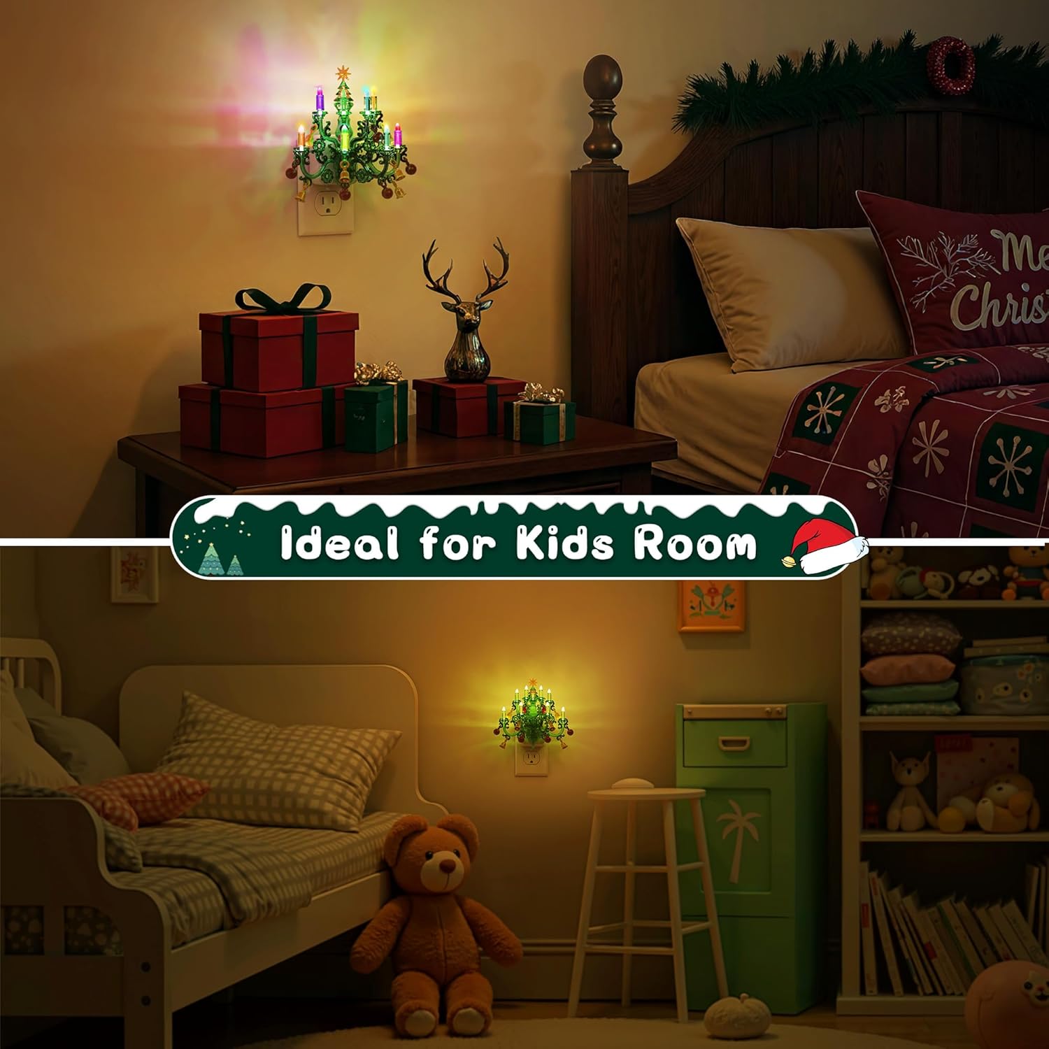 LED Christmas Night Light Plug In with Dusk to Dawn Sensor