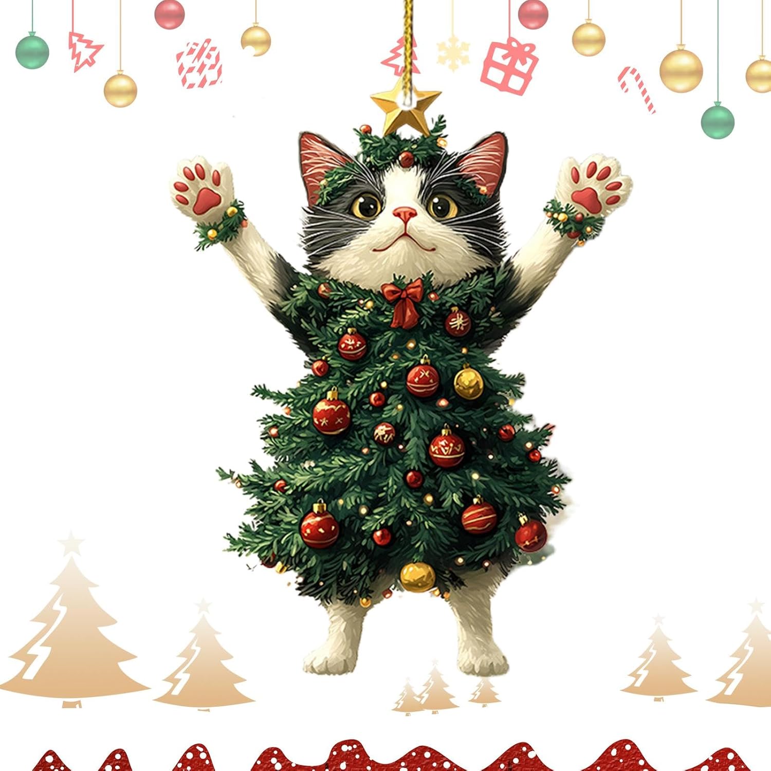 Cat Christmas Tree Ornament