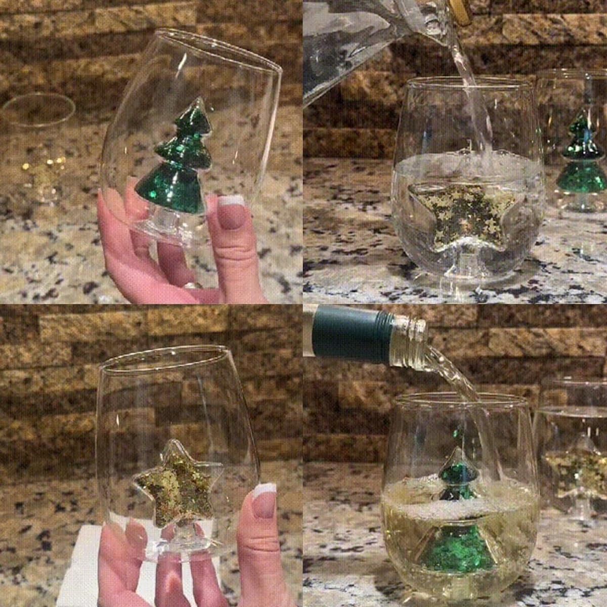 Christmas 3D Stemless Wine Glass Cup