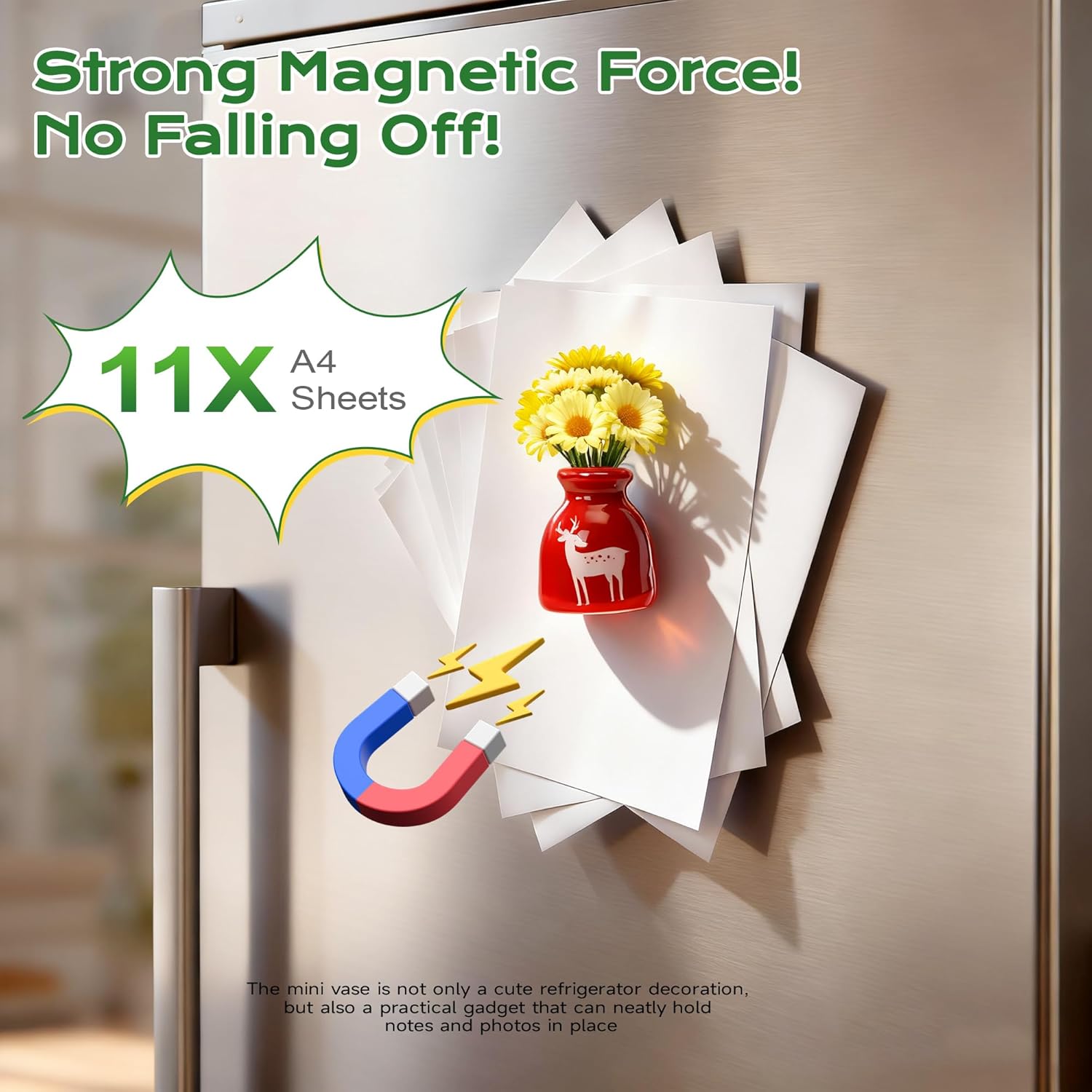 8 Pcs Cute 3D Mini Ceramic Vase Fridge Magnet Set