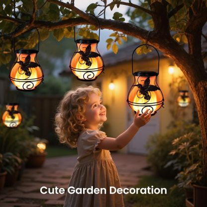 Hummingbird Solar Lantern Outdoor Hanging Flickering Flame Light