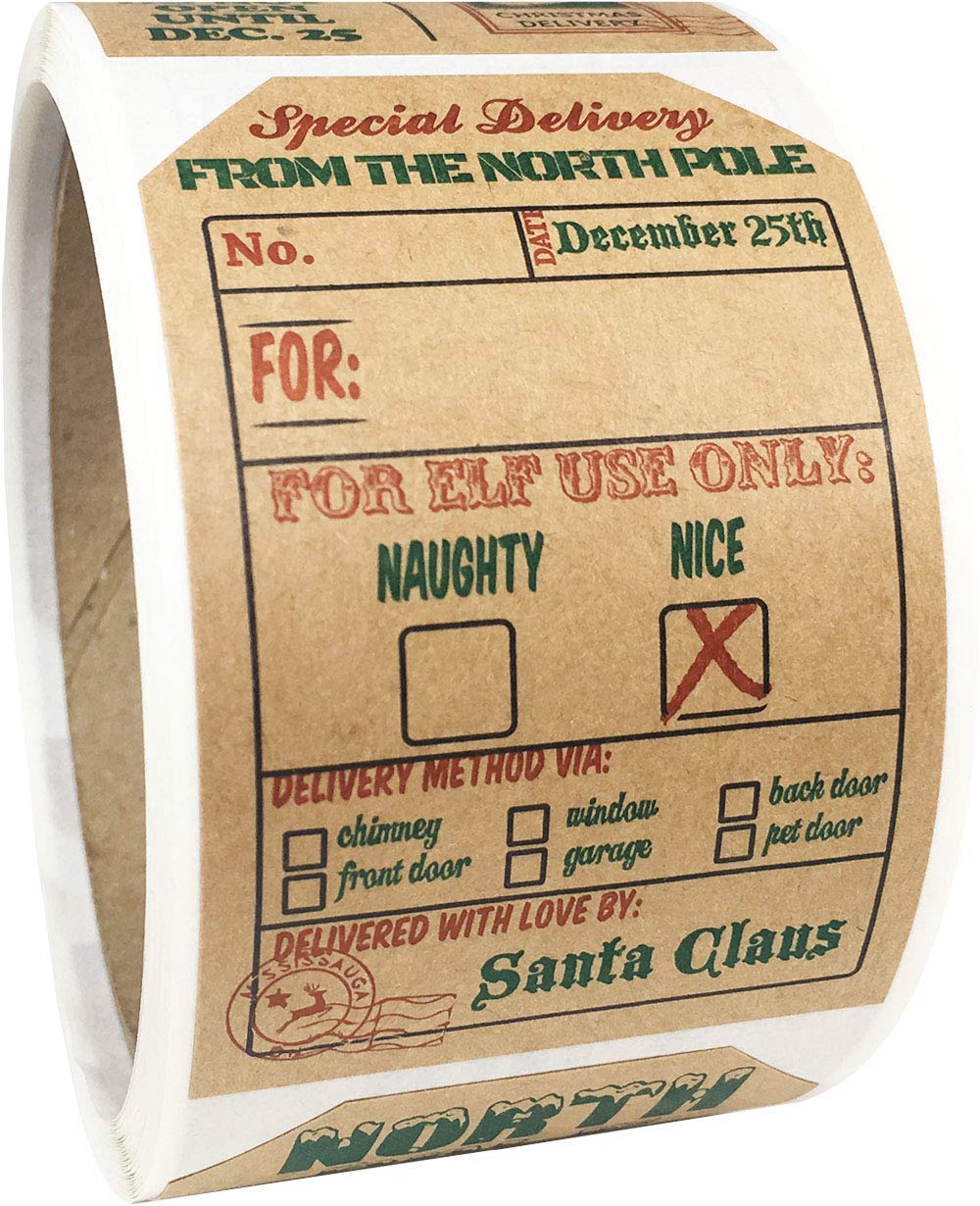 Natural Kraft Christmas Gift Tag Stickers