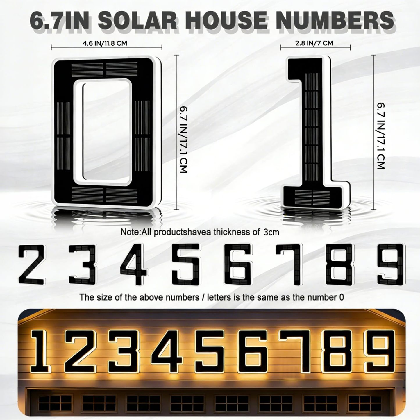 Modern Solar LED Illuminated House Number