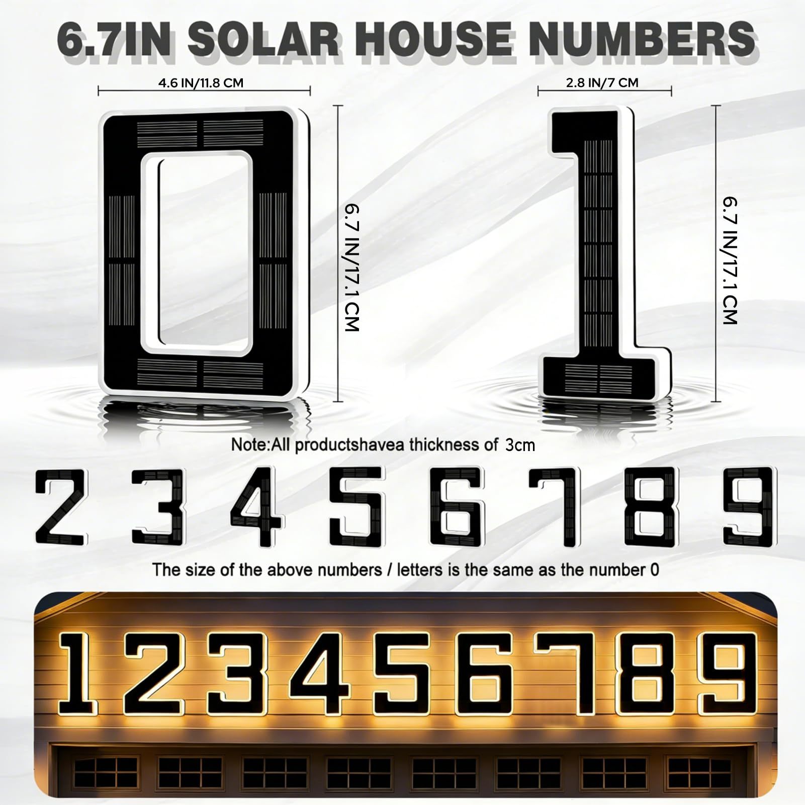 Modern Solar LED Illuminated House Number