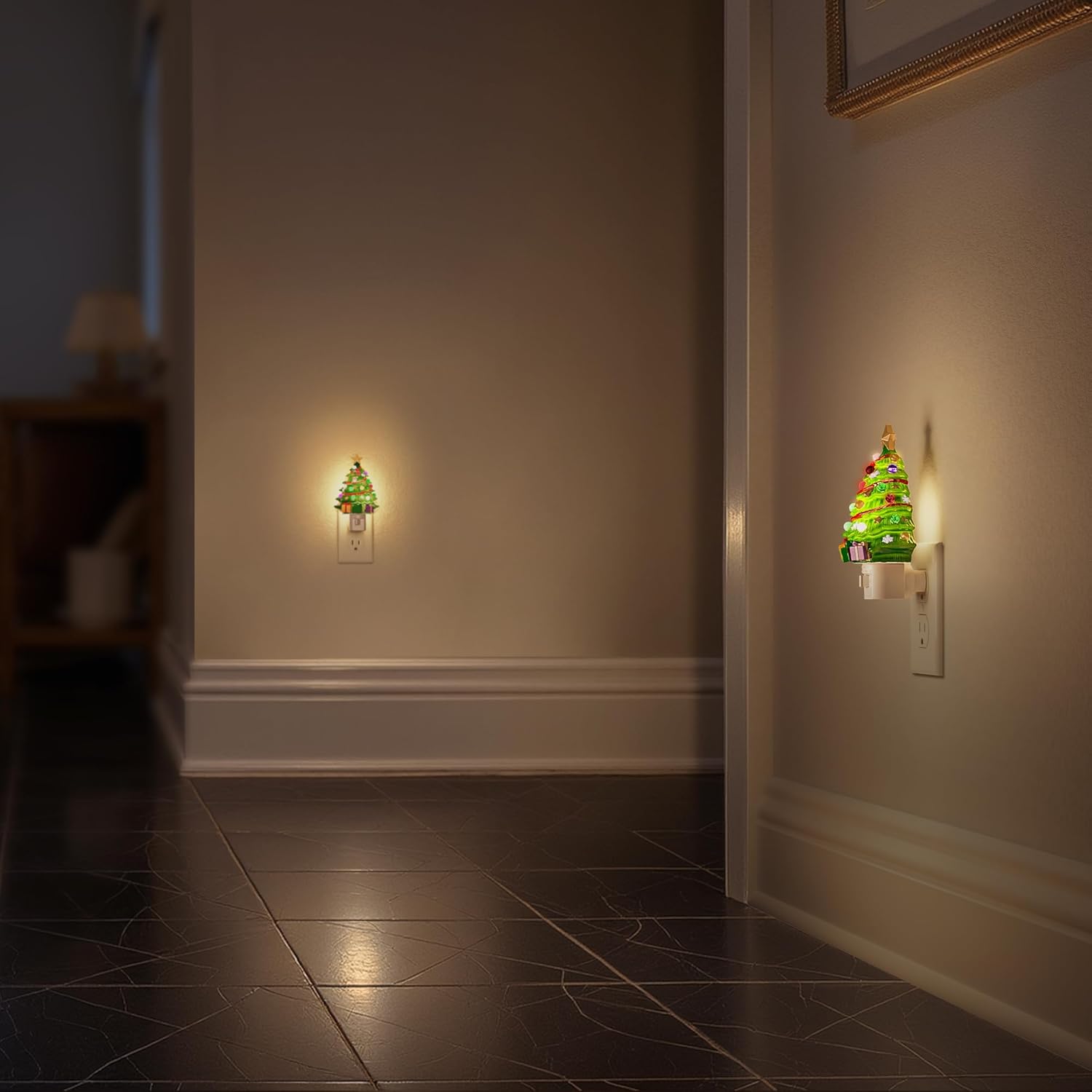 Snowman Christmas Tree Night Light Plug In Wall Light