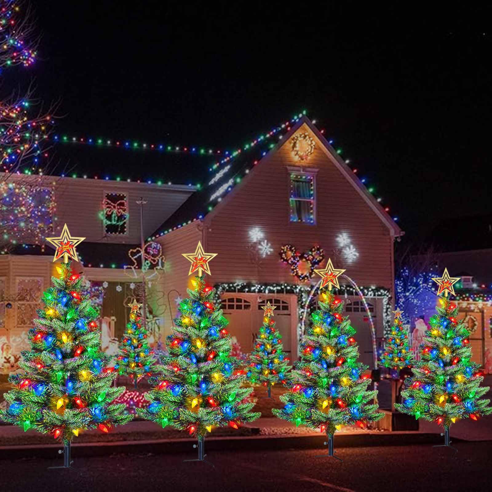 Pre-Lit Christmas Tree with 100 Multicolor LED Solar Lights