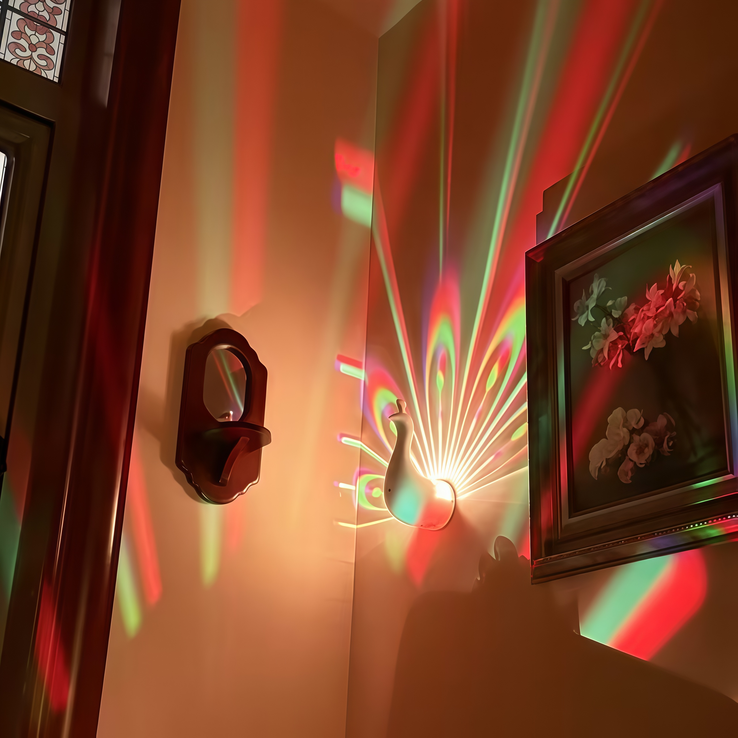 Peacock Projection Lamp, Color Changing Wall Light with Remote & Touch Control