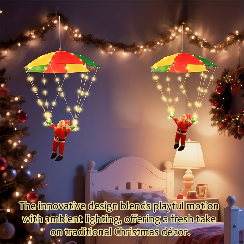 Parachute Santa Hanging Christmas Light with 8 Modes and Remote Control