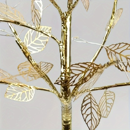 Golden Leaf Tree Lamp with Warm LED Lights