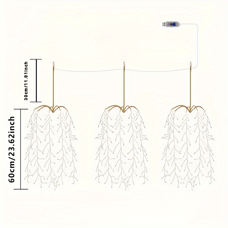 3-Pack Willow Hanging Fairy String Lights