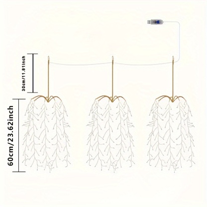 3-Pack Willow Hanging Fairy String Lights