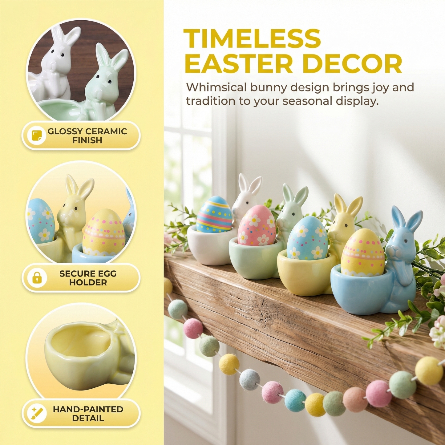 Spring Ceramic Pastel Easter Bunny Egg Holders