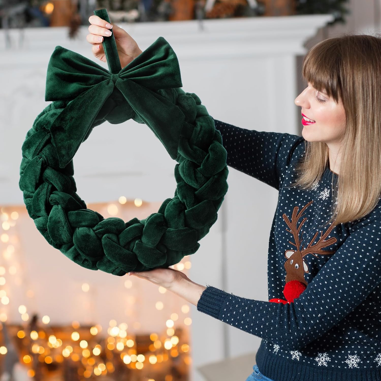 Velvet Christmas Wreaths with Bow