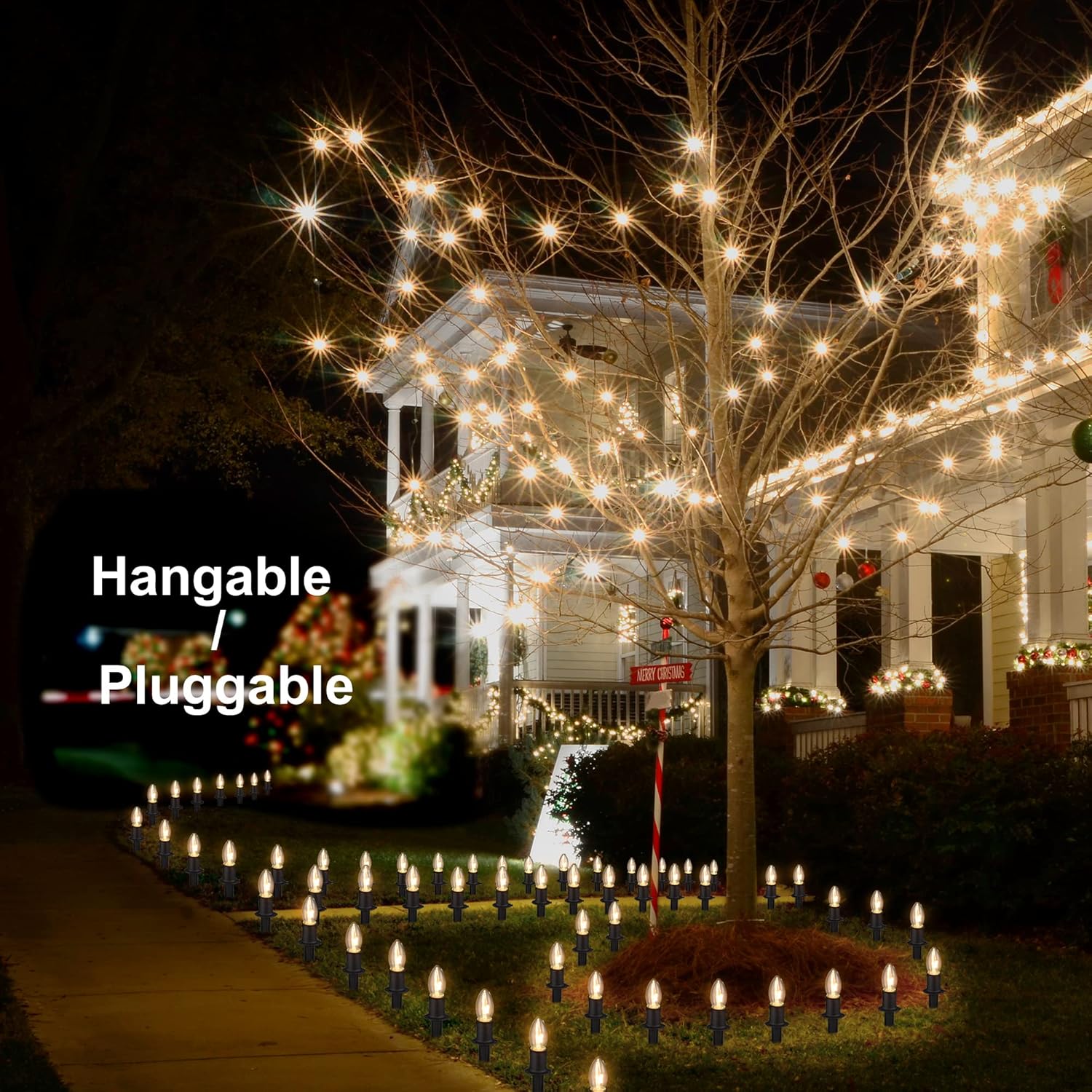 Set of 12 Outdoor Christmas Pathway Lights with Stakes
