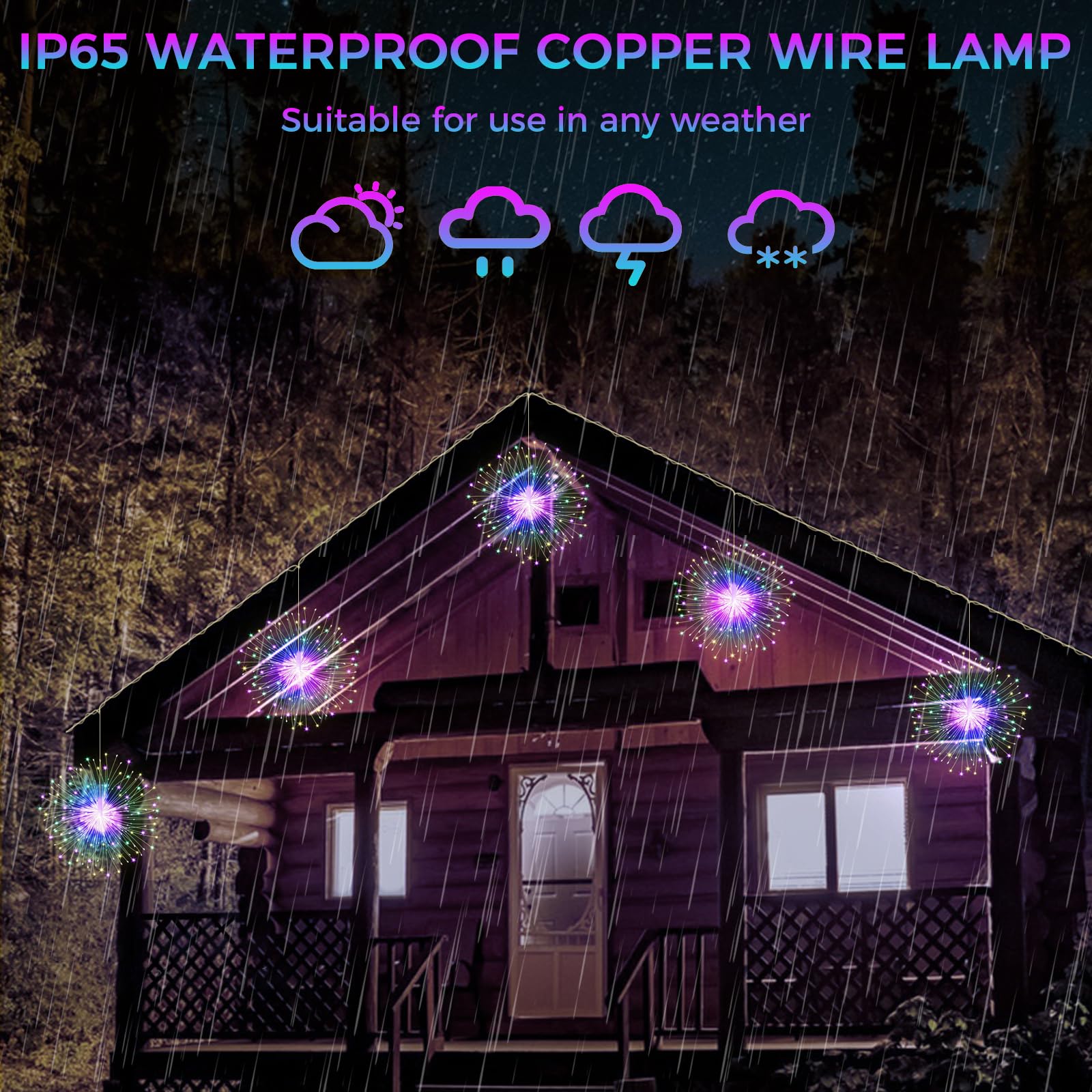 4 Pack Hanging Christmas Firework Lights