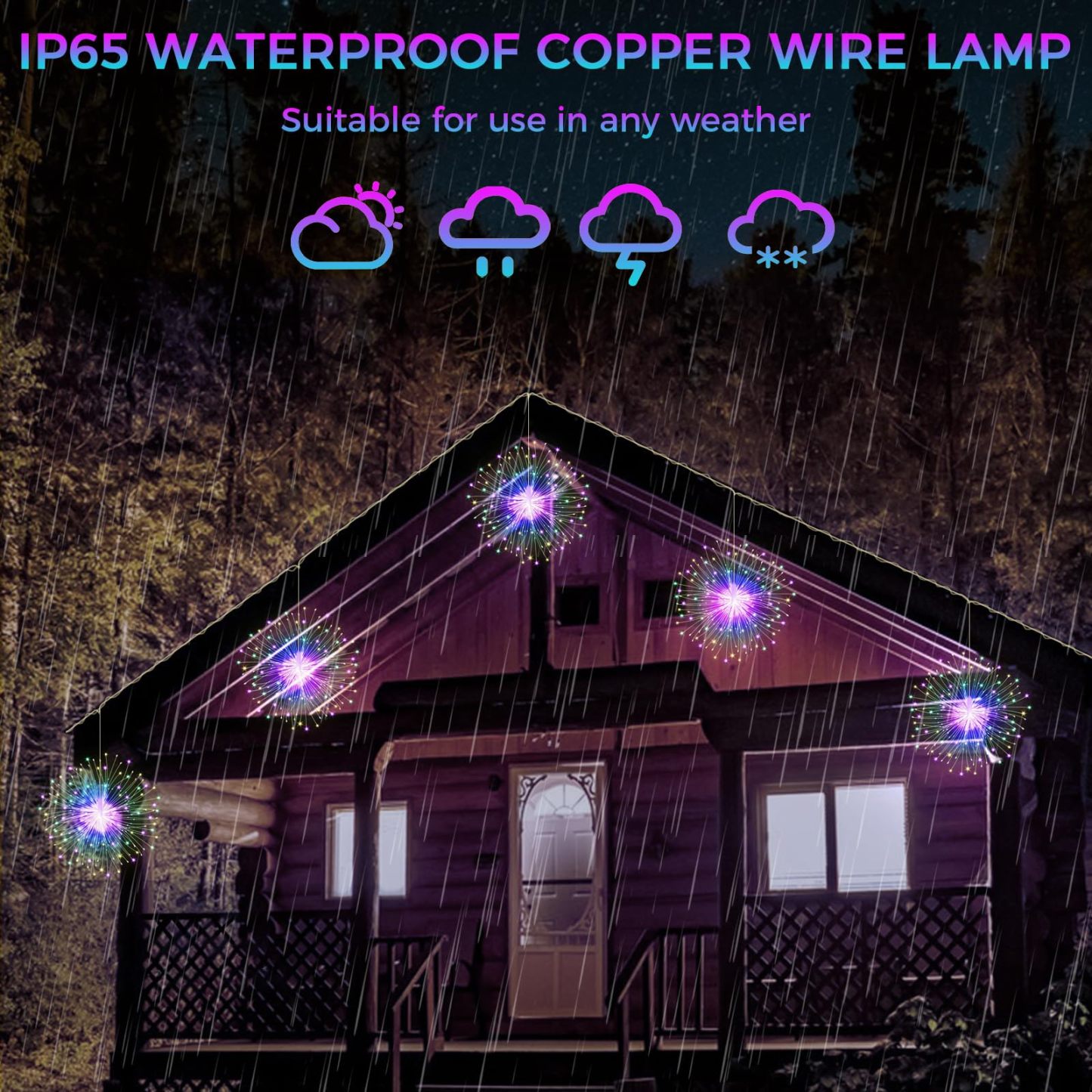 4 Pack Hanging Christmas Firework Lights