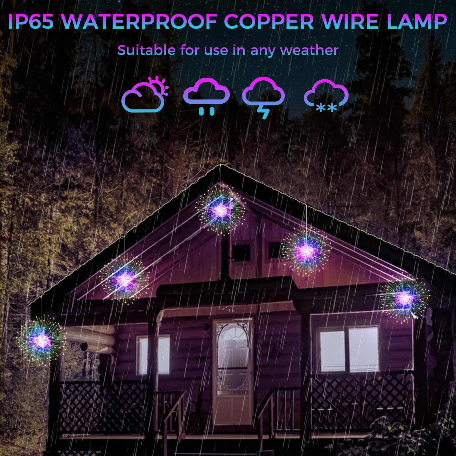 4 Pack Hanging Christmas Firework Lights