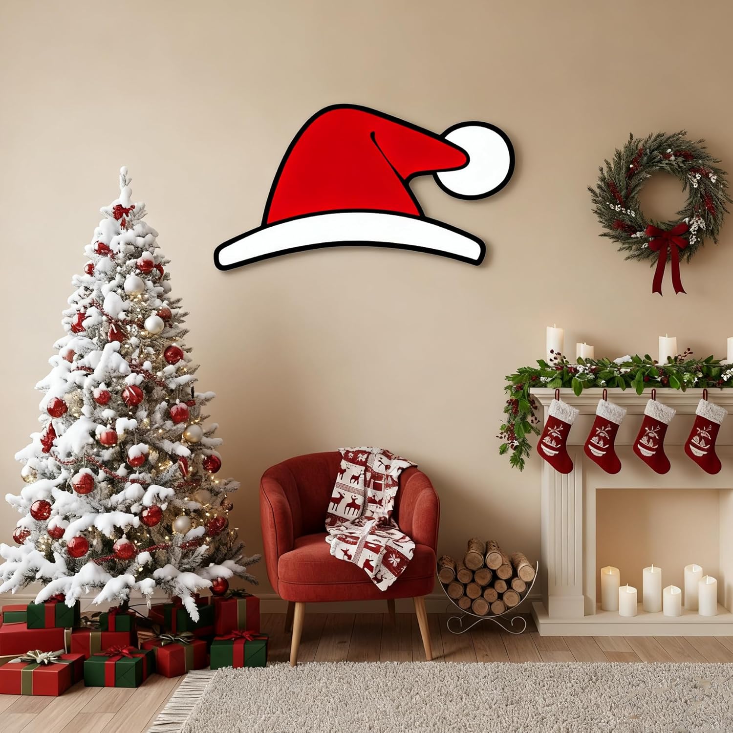 3 Pack 3D Santa Claus Christmas Wall Stickers