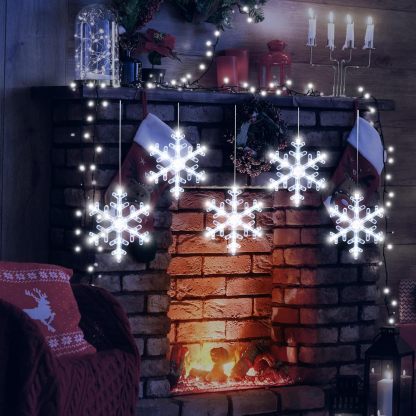 5-Pack Christmas Snowflake Window Lights with Timer