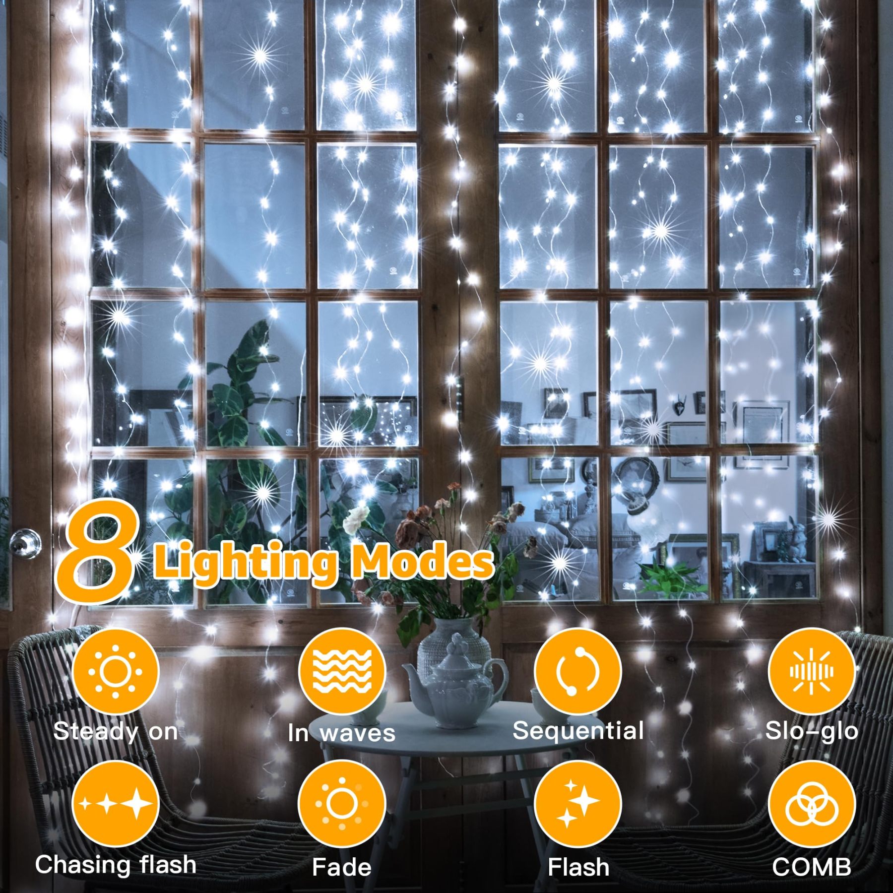 10FT 10FT Curtain Fairy Lights 300 LED Indoor Outdoor String Lights