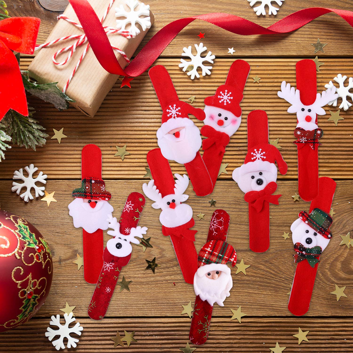 24 Pack Christmas Slap Bracelets Slap Bands Set