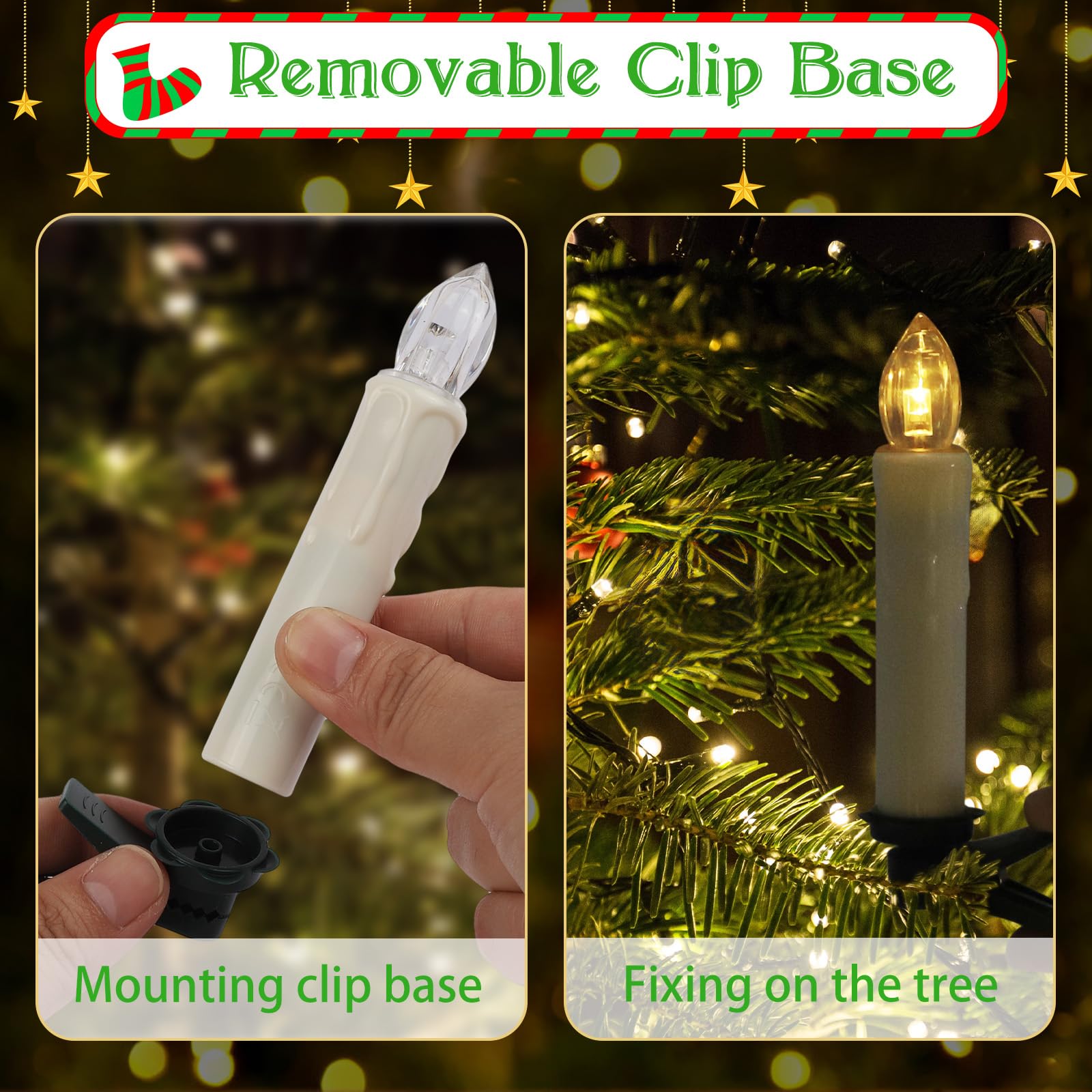 10 Pack LED Flameless Taper Candles with Remote & Removable Clips
