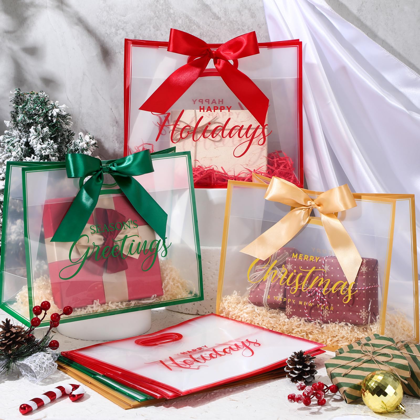 9 Pcs Christmas Clear Gift Bags