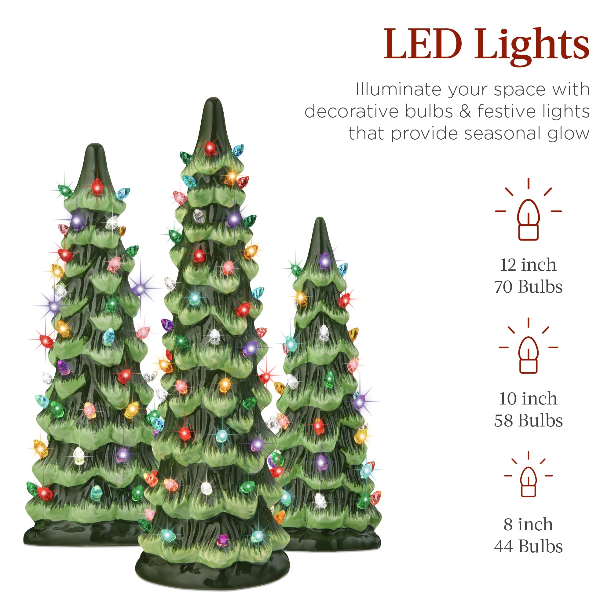 Pre-Lit Hand-Painted Tabletop Christmas Tree with Warm White LED Lights