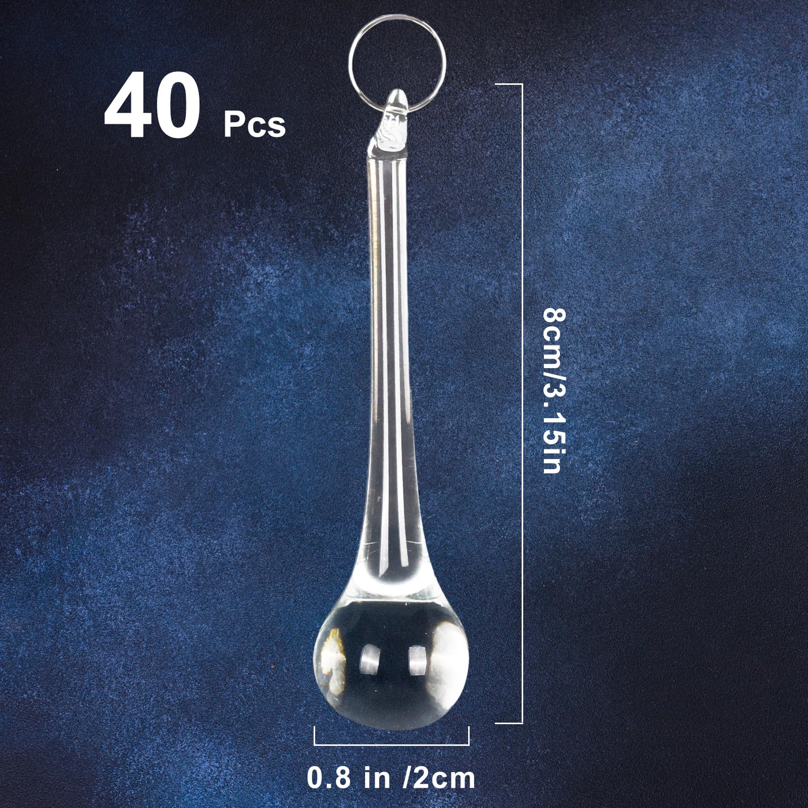 40Pcs Clear Teardrop Crystal Hanging Ornaments for Christmas Tree