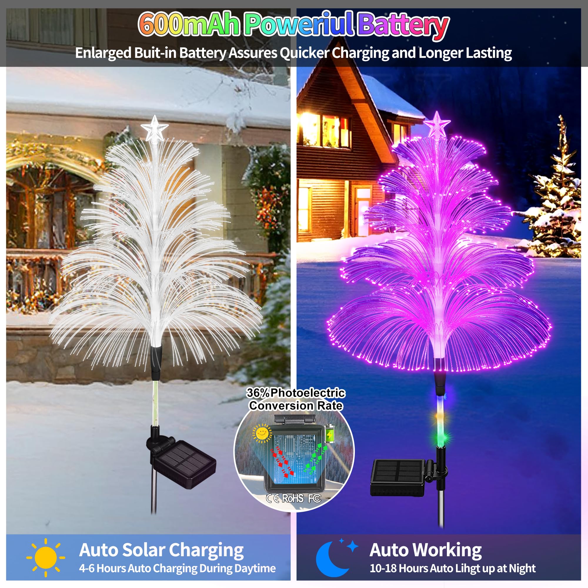 Solar Christmas Decorations Trees Lights Outdoor Waterproof