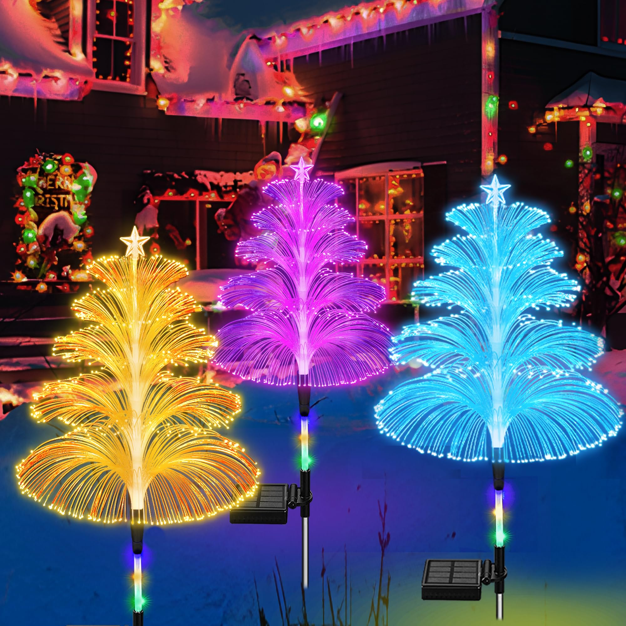 Solar Christmas Decorations Trees Lights Outdoor Waterproof