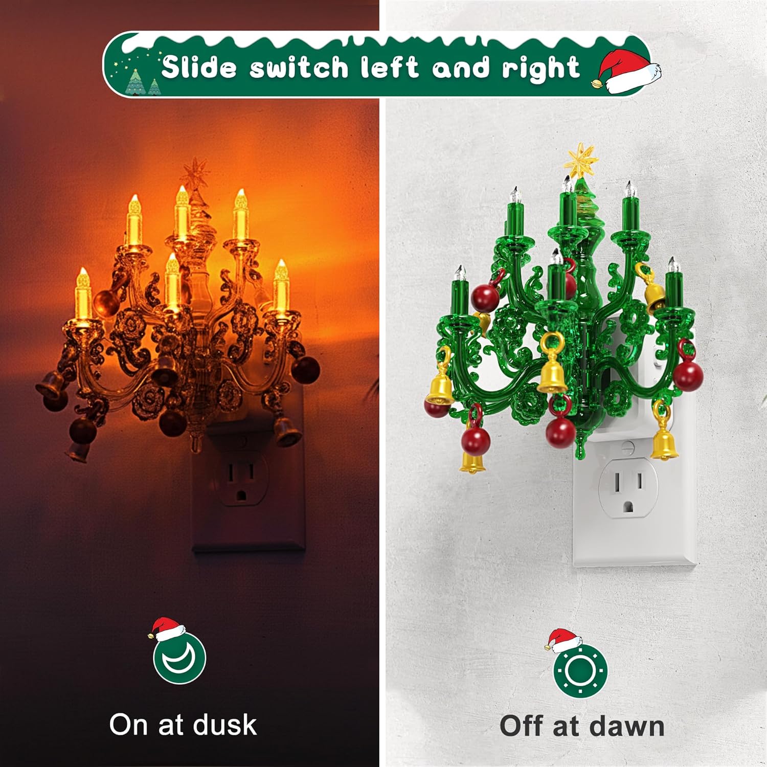 LED Christmas Night Light Plug In with Dusk to Dawn Sensor