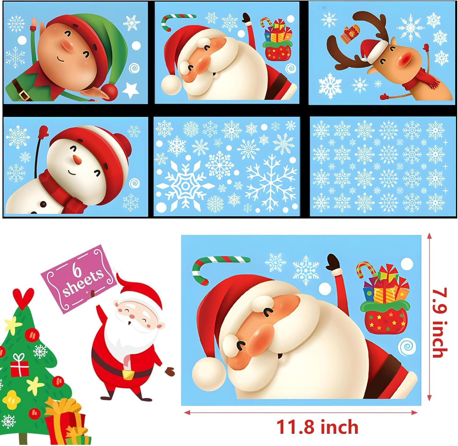 Christmas Window Clings Stickers Set