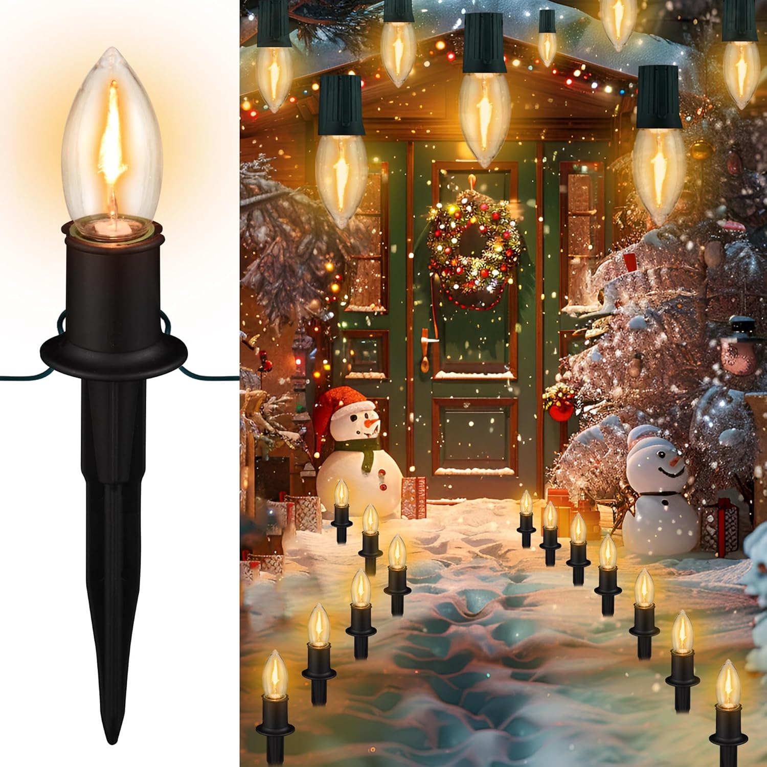Set of 12 Outdoor Christmas Pathway Lights with Stakes