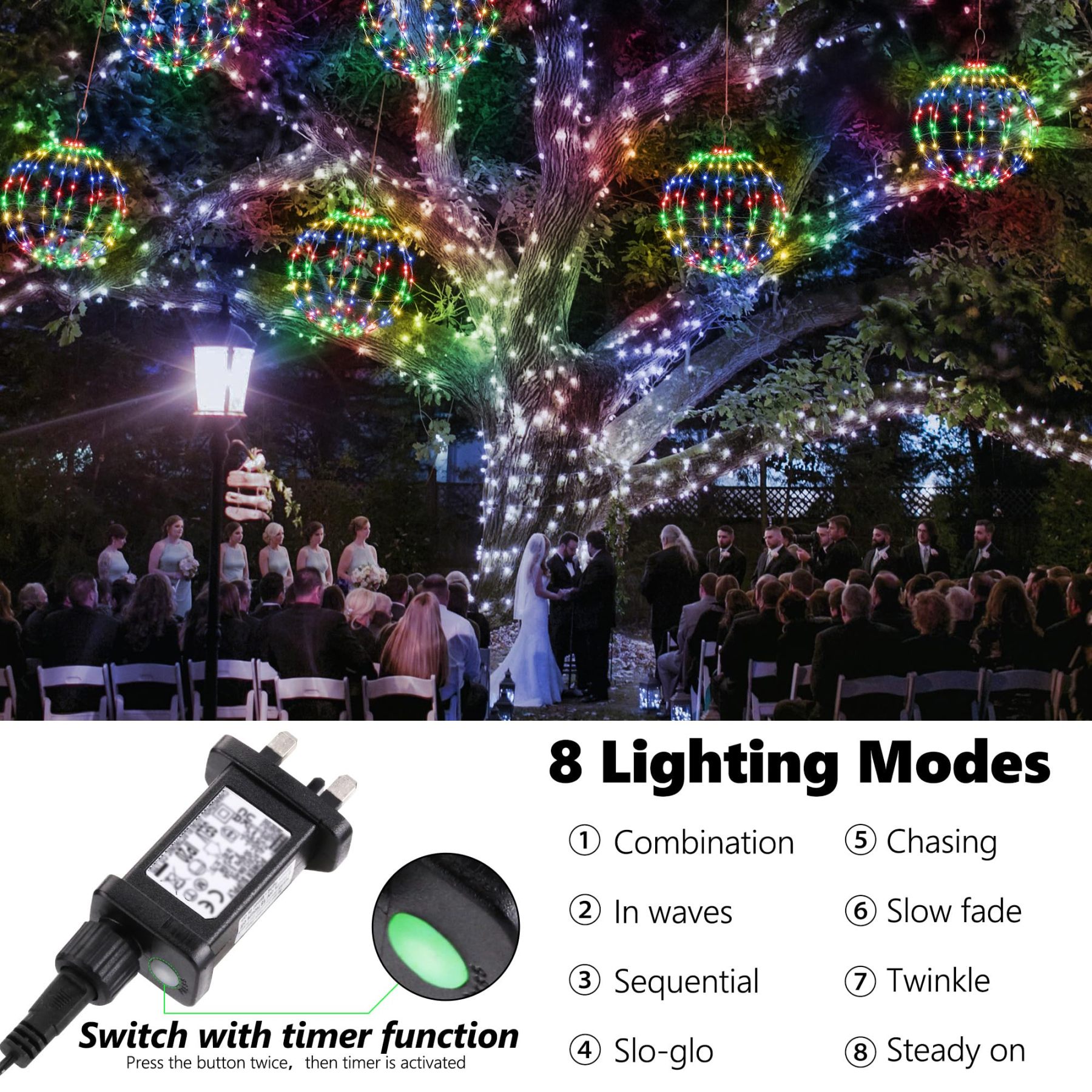 Outdoor Christmas Bright Ball Lights, Durable, Waterproof, Long Lasting
