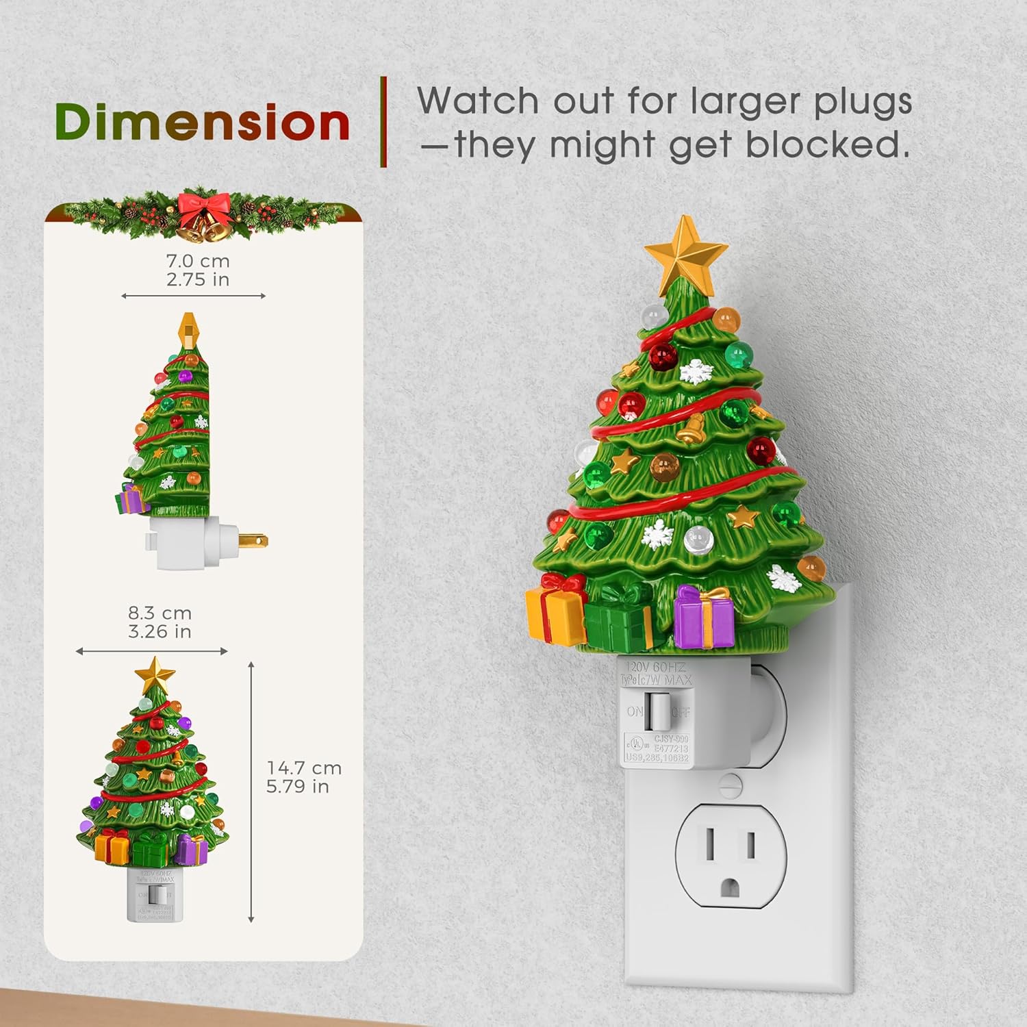 Snowman Christmas Tree Night Light Plug In Wall Light