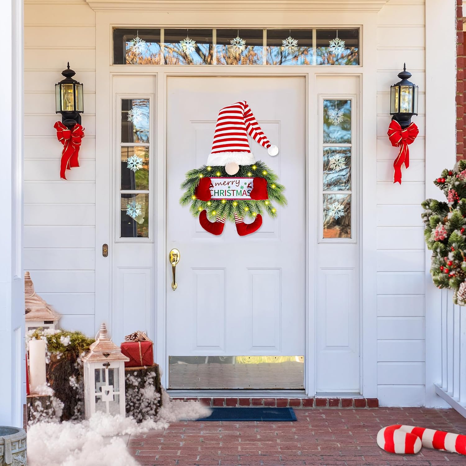 Christmas Gnome Wreath with Lights