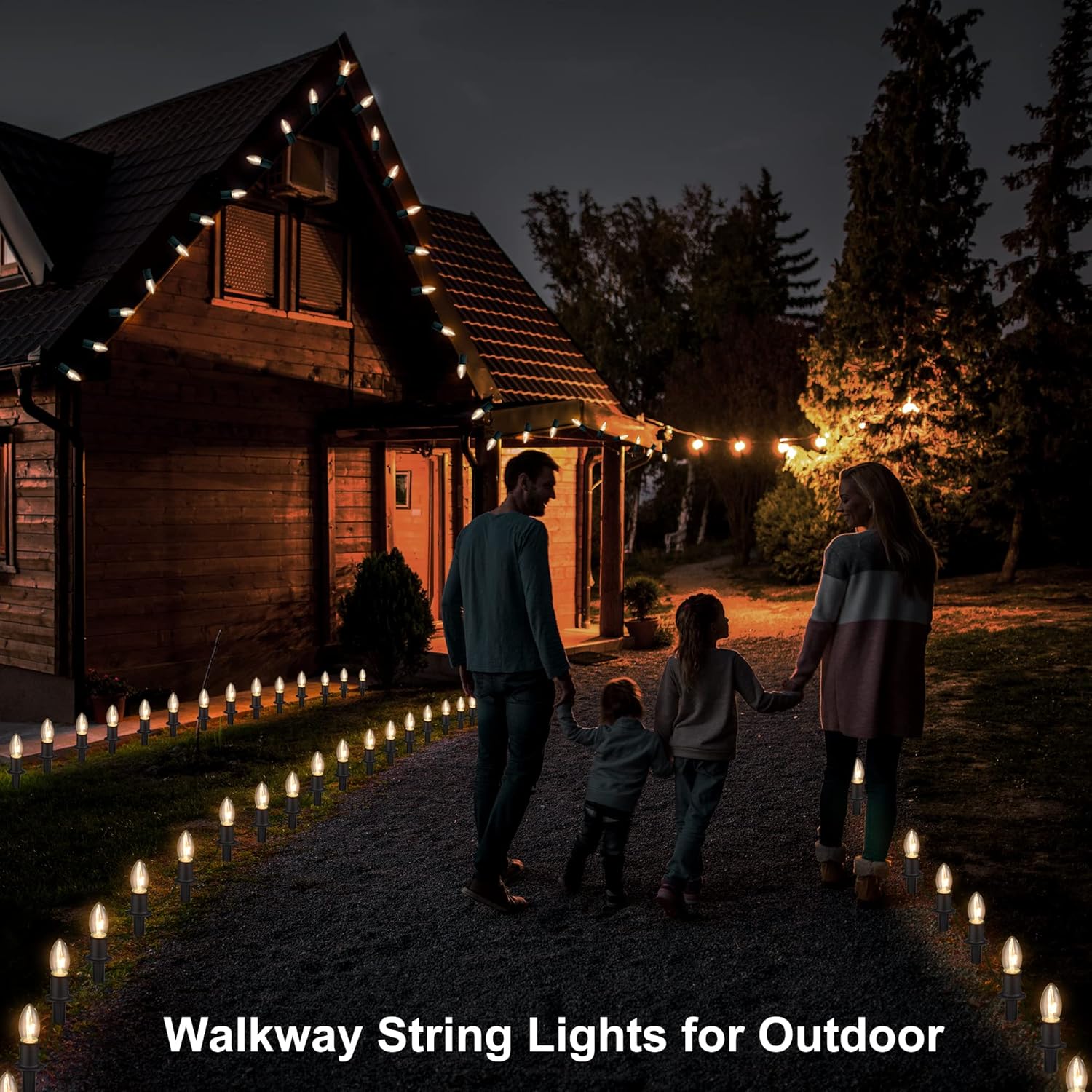 Set of 12 Outdoor Christmas Pathway Lights with Stakes