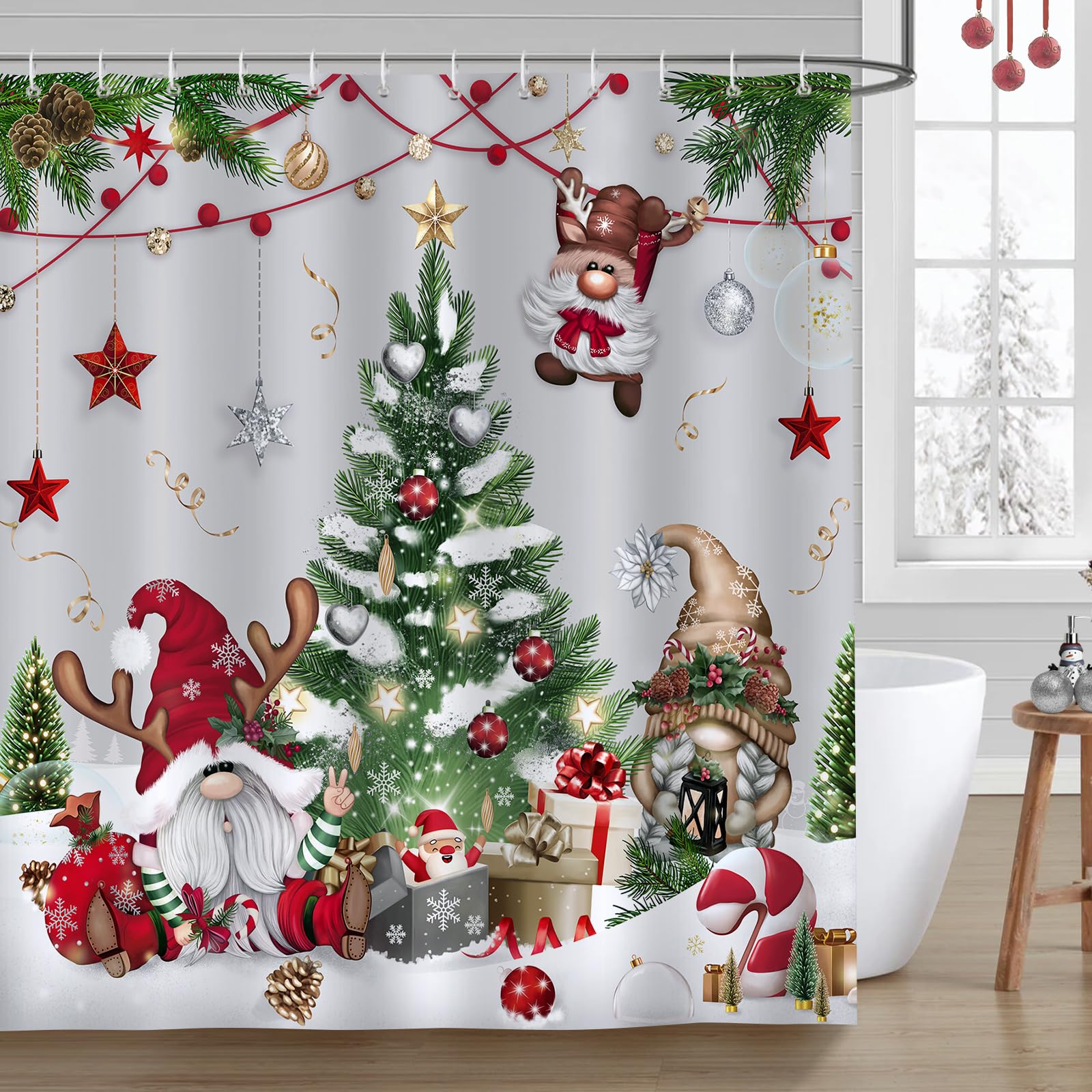 Christmas Gnomes Shower Curtain