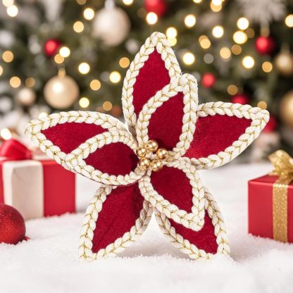 3pcs 12in Velvet Poinsettia Flower Picks