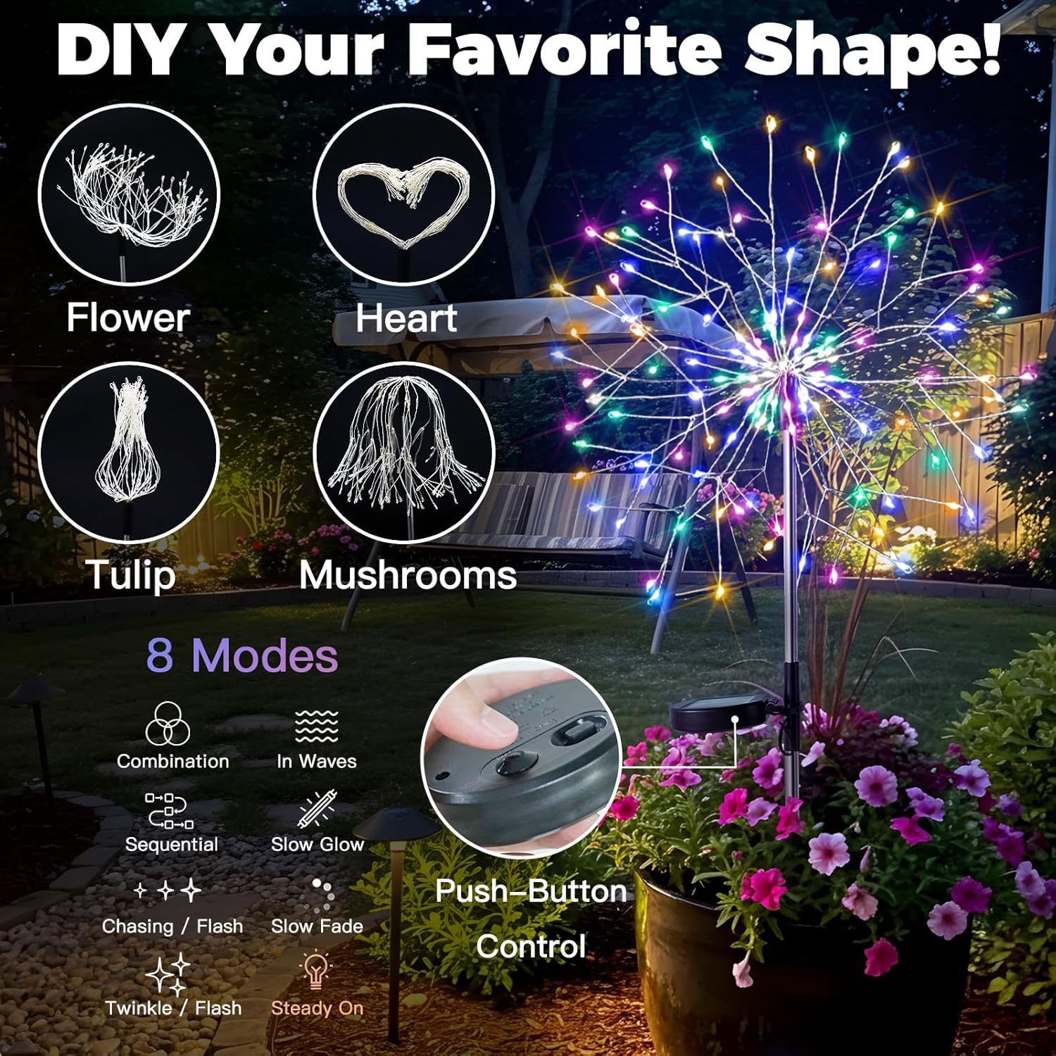 150 LED Solar Firework Starburst Lights Outdoor Waterproof