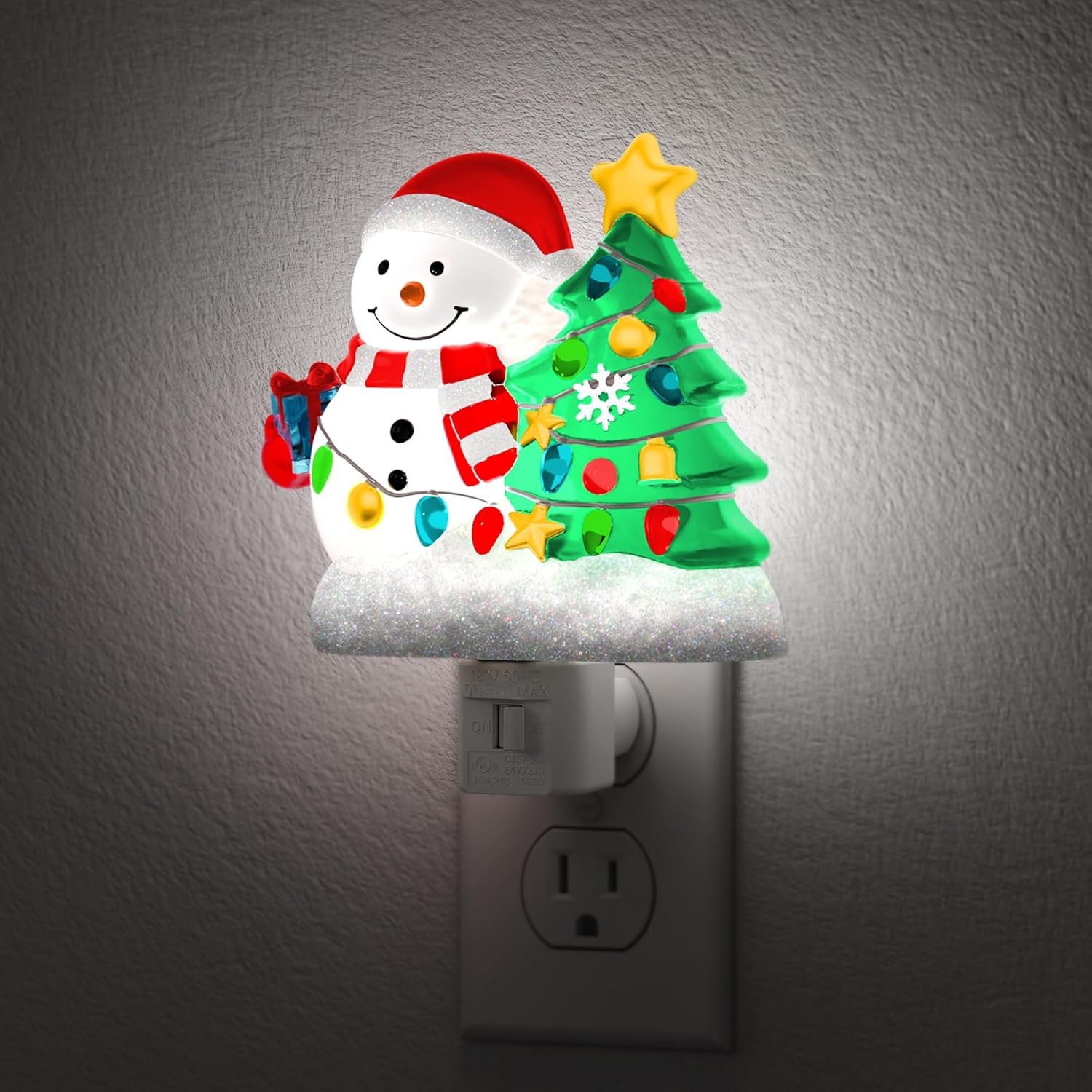 Snowman Christmas Tree Night Light Plug In Wall Light