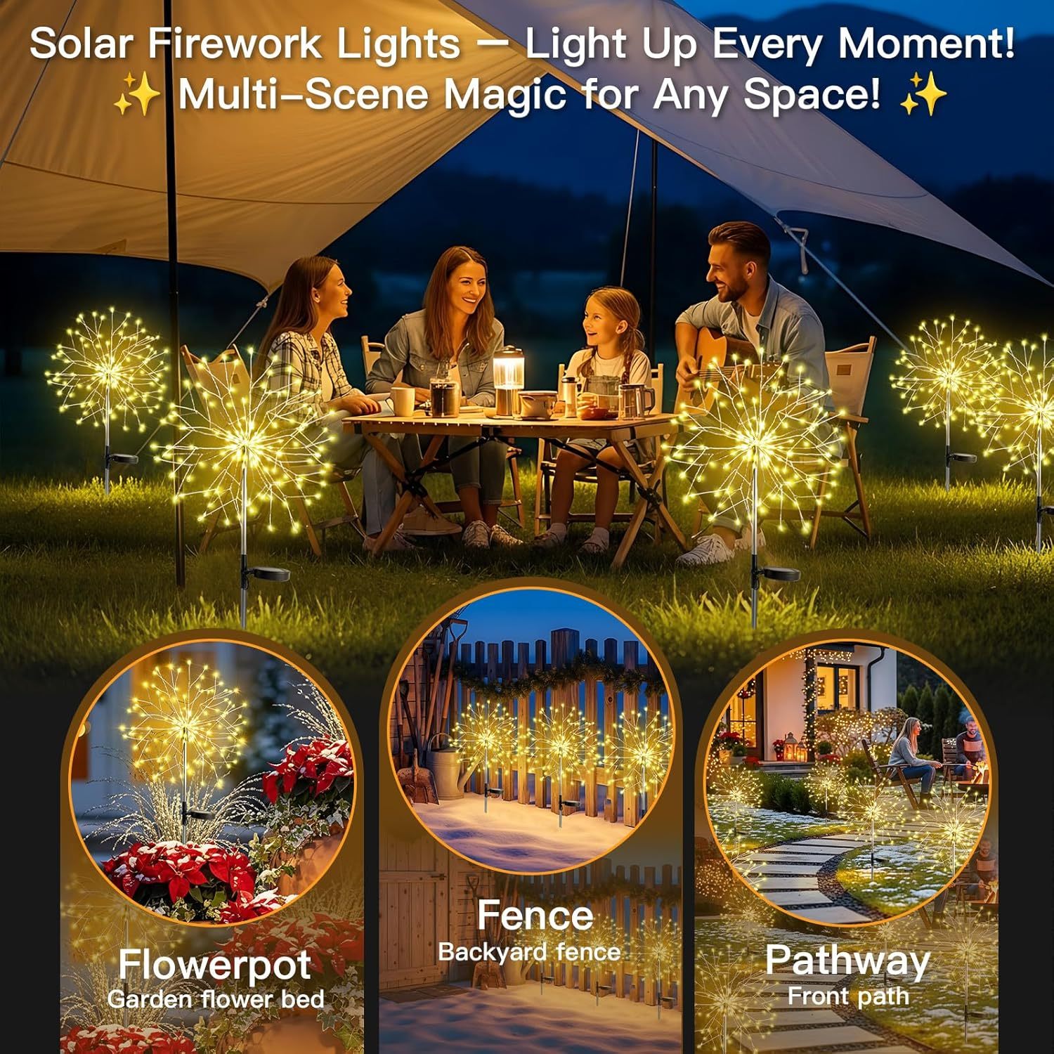 150 LED Solar Firework Starburst Lights Outdoor Waterproof