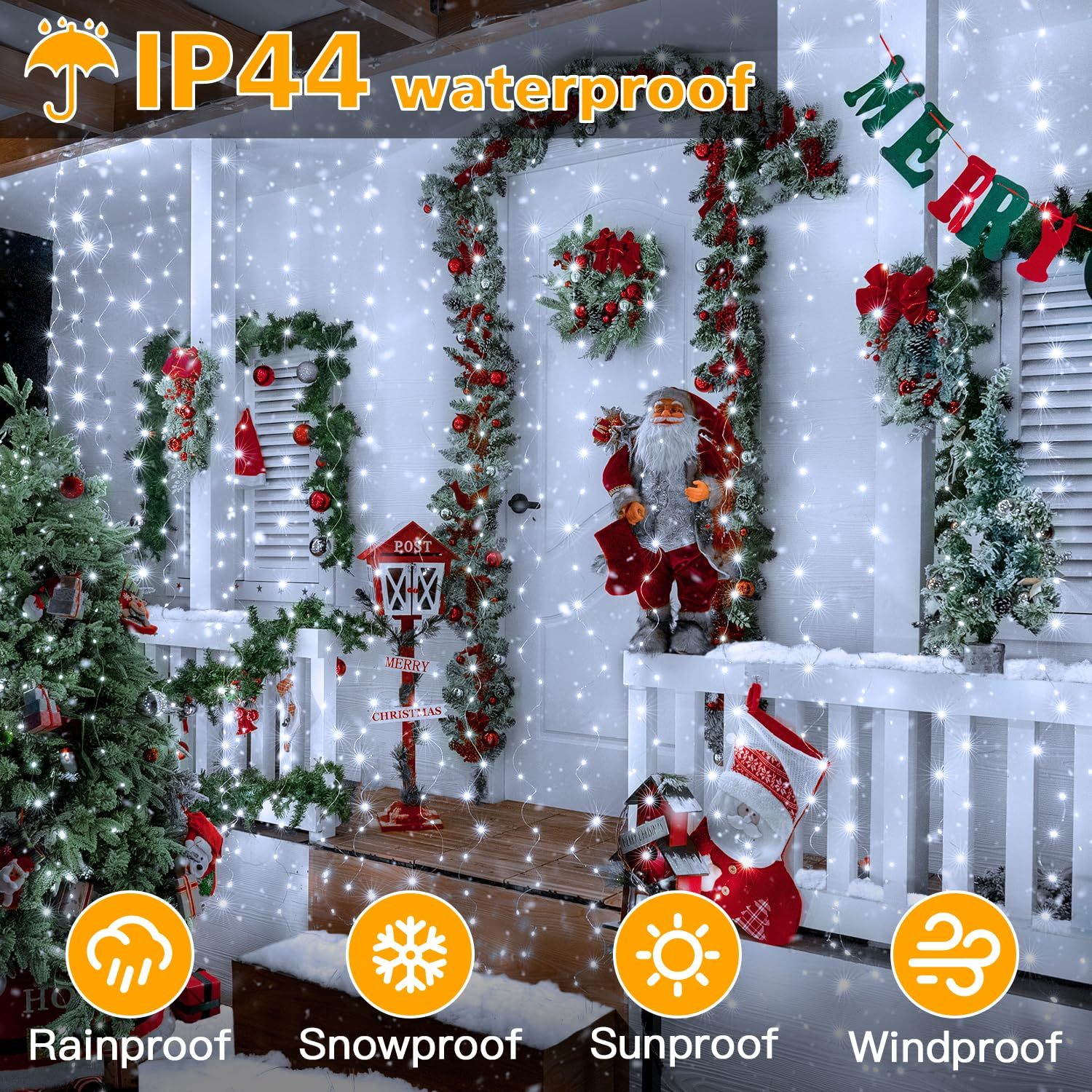 10FT 10FT Curtain Fairy Lights 300 LED Indoor Outdoor String Lights