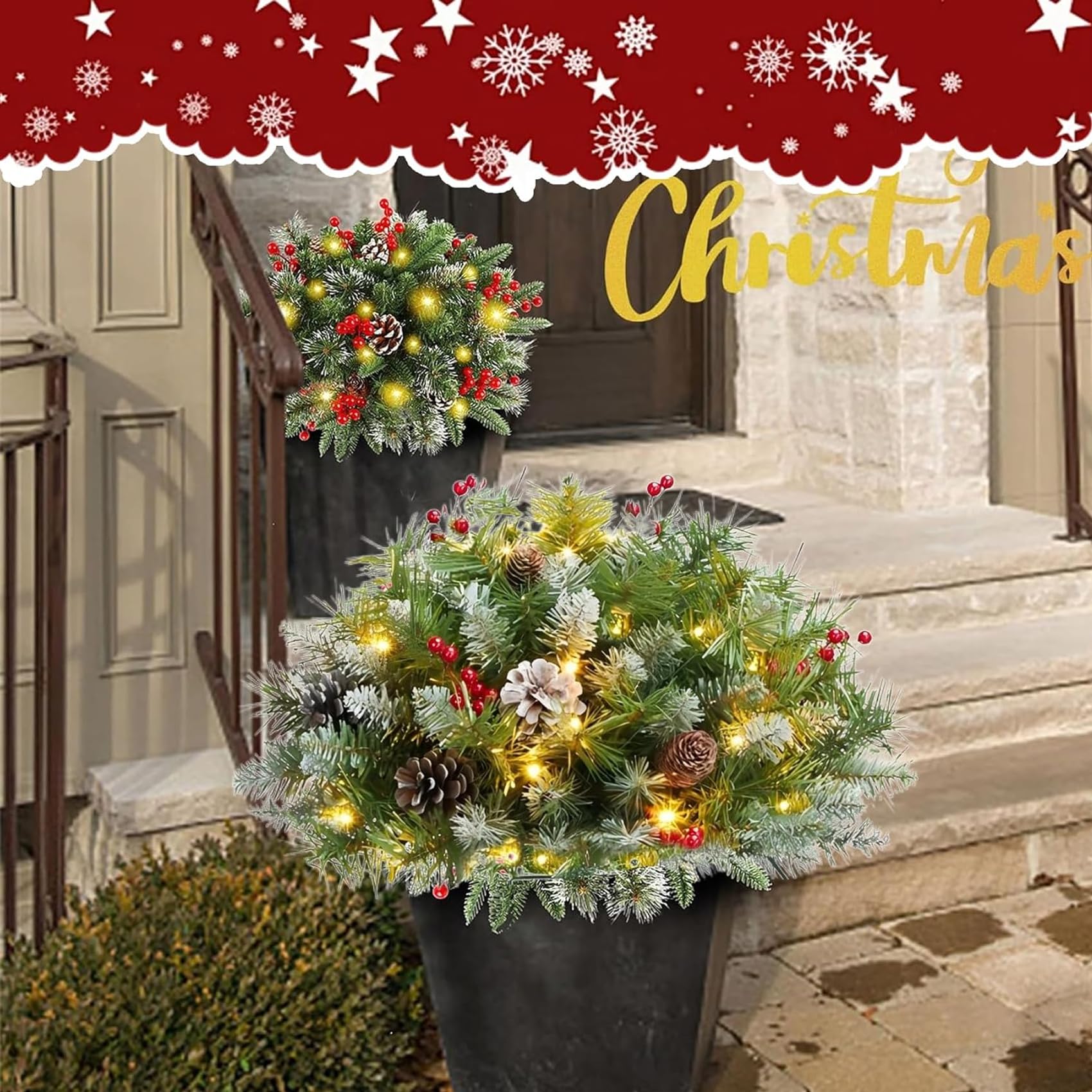 Pre-lit Artificial Xmas Tree with Cones & Red Berries 
