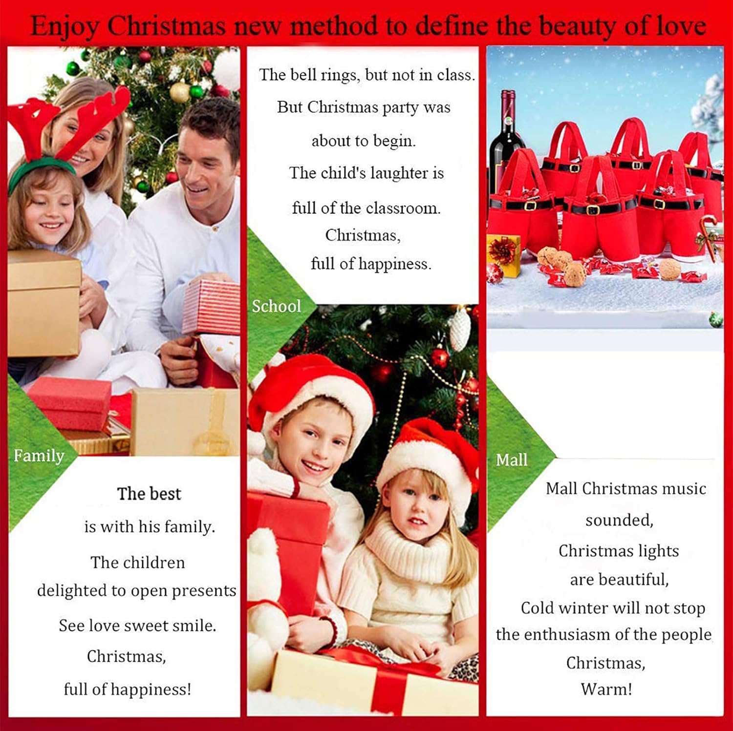 6PCS Santa Pants Christmas Gift and Treat Bags