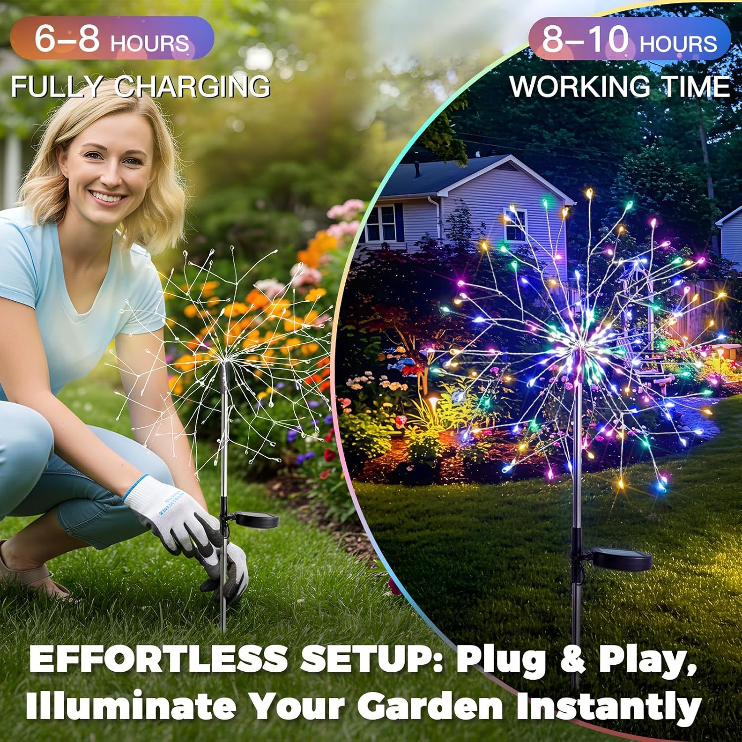 150 LED Solar Firework Starburst Lights Outdoor Waterproof