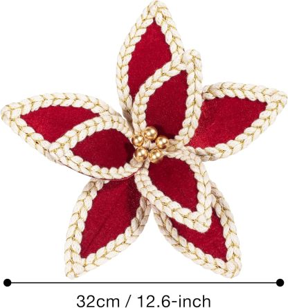 3pcs 12in Velvet Poinsettia Flower Picks